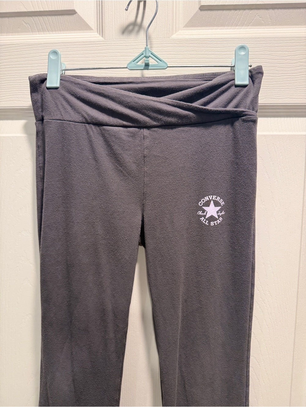 Converse All Star Girls Flare Leggings Youth Large Gray Crossover Waistband - Picture 4 of 11